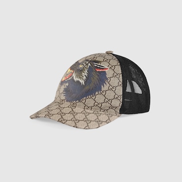 GUCCI GG Supreme Wolf Baseball Hat, Size M