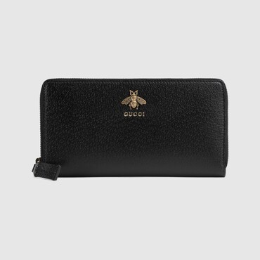 GUCCI Animalier Leather Zip Around Wallet