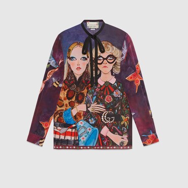 GUCCI Unskilled Worker Silk Shirt, Size 42 IT