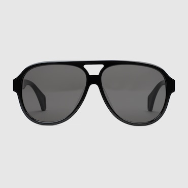 GUCCI Low Nose Bridge Fit Aviator Sunglasses With Stripe