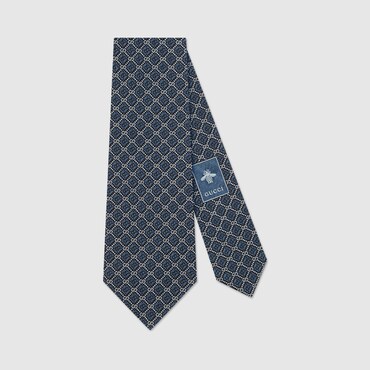 GUCCI GG And Rhombus Motif Silk Tie