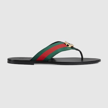 GUCCI Men's Thong Sandal With Web, Size 40.5 IT