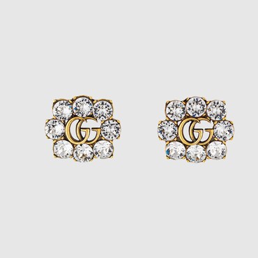 GUCCI Crystal Double G Earrings