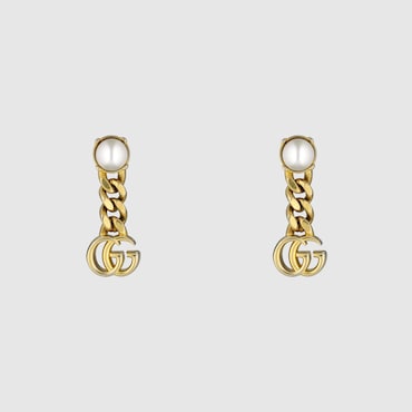GUCCI Pearl Double G Earrings