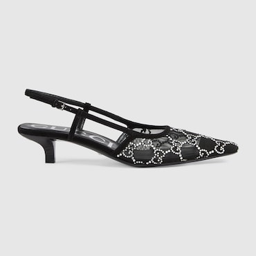 GUCCI Damenpumps Mit Fersenriemchen Und GG Motiv, Größe 34 IT