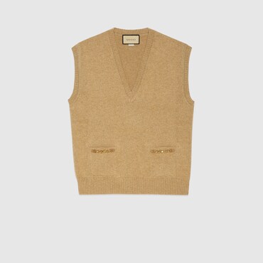 GUCCI Cashmere Vest With Chain Detail, Size XS