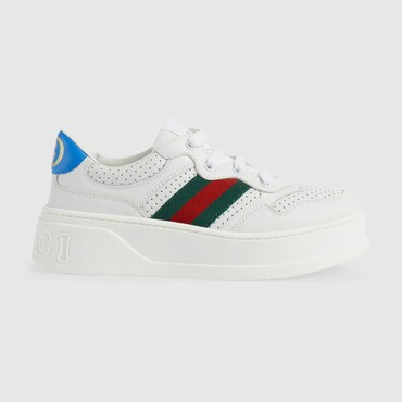 GUCCI Kids - Leather Trainer With Web, Size 31