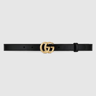 GUCCI GG Marmont Leather Belt With Shiny Buckle, Size 70
