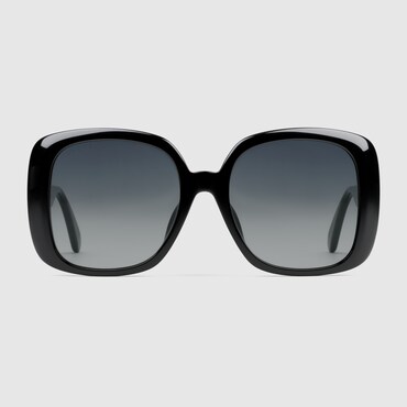 GUCCI Low Nose Bridge Fit Square Sunglasses With Web