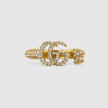 GUCCI Double G Key Ring With Crystals, Size S