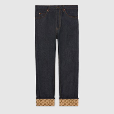 GUCCI Denim Trousers With Cuffs, Size 40