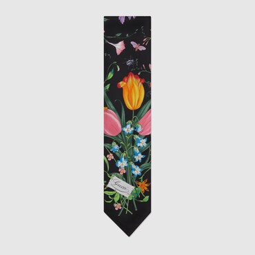 GUCCI Printed Silk Neck Bow