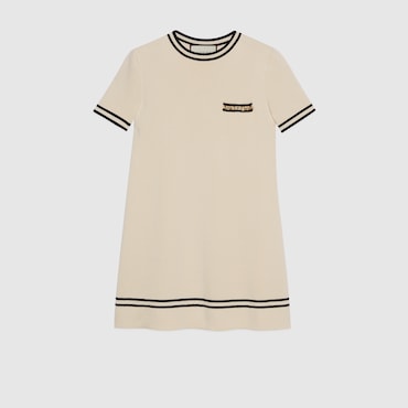 GUCCI Wool Dress With Contrast Trim, Size XL