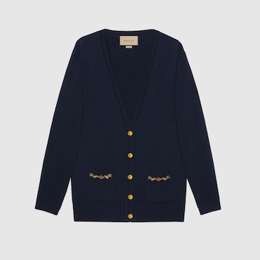 GUCCI Cashmere Cardigan With Chain Detail, Size S