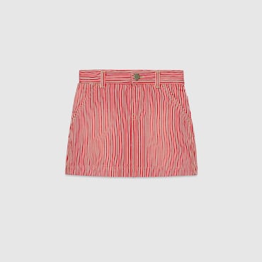 Gucci Striped Denim Skirt In Red