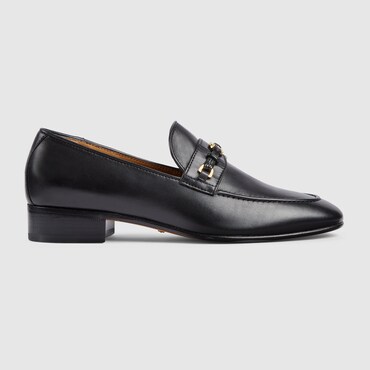 Gucci Black Horsebit Interlocking G Loafers In Black