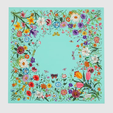 Gucci Flora Printed Silk Scarf In Multicolor