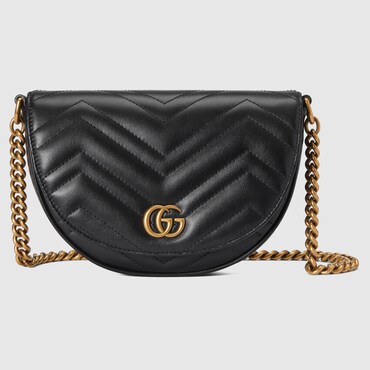 Gucci Gg Marmont Mini-tasche Aus Matelassé Mit Kettenriemen In Black