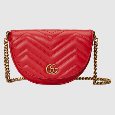 Gucci Gg Marmont Matelassé Chain Mini Bag In Red