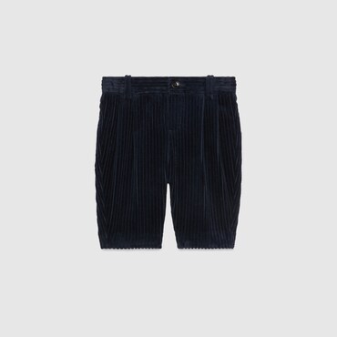 Gucci Corduroy Velvet Pant With Patch In Blue