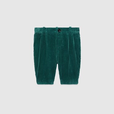 Gucci Corduroy Velvet Pant With Patch In Green