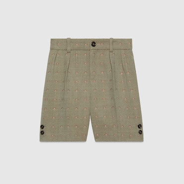 Gucci Kids' Square G Wool Bermuda In Green