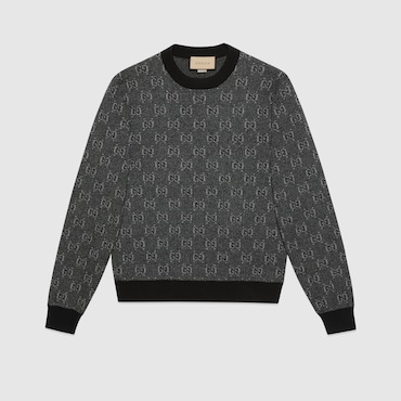 Shop Gucci Gg Wool Jacquard Jumper In Grey