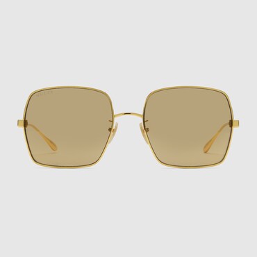 Gucci Square Frame Sunglasses In Gold