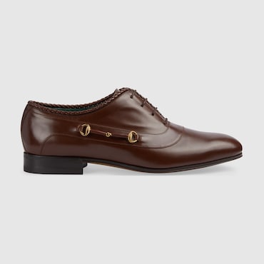 Gucci Men's Lace-up Shoe With Horsebit In Brown