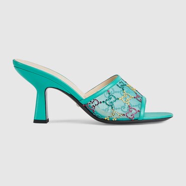 GUCCI GUCCI WOMEN'S GG MID-HEEL SLIDE SANDAL