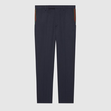 GUCCI Cotton Ankle Trousers With Web, Size 46