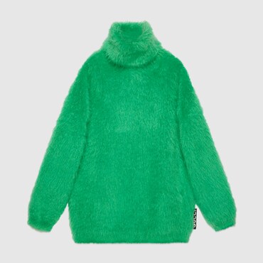 Gucci Mohair-blend Mini Sweater Dress Women In Green
