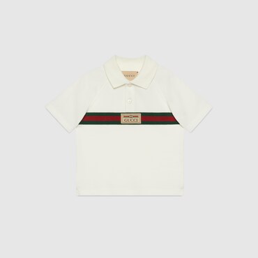 GUCCI Baby - Cotton Polo T-shirt With Web, Size 3-6 MONTHS
