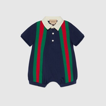 GUCCI Baby - Cotton Jersey One-piece With Web, Size 9-12 MONTHS