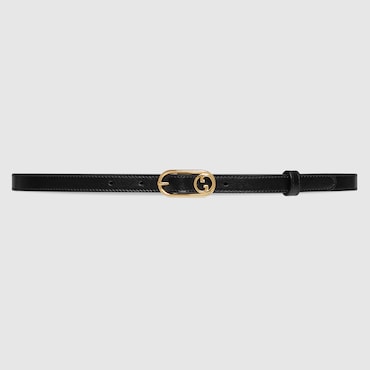 GUCCI Thin Belt With Round Interlocking G, Size 95