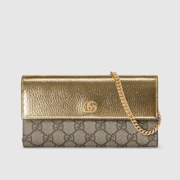 GUCCI Portafoglio GG Marmont Bicolore Con Catena