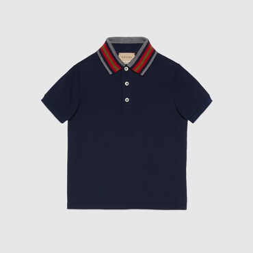 GUCCI Garçons - Polo Pour Enfant En Coton Avec Bande Web, Taille 10 ANS