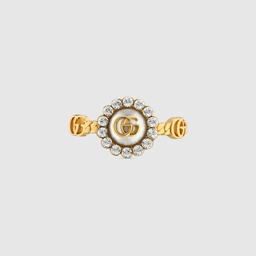 GUCCI Anello GG Marmont Con Fiore E Doppia G, Taglia M