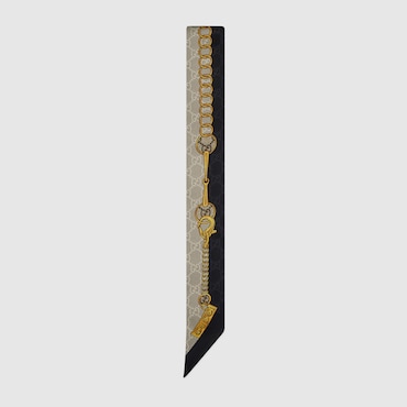 GUCCI Printed Silk Twill Neck Bow
