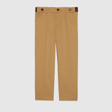 GUCCI Kids - Stretch Cotton Trousers With Web, Size 6 YEARS