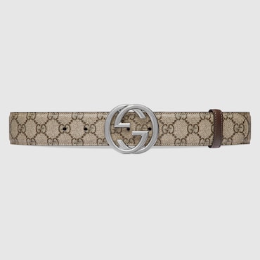 GUCCI Belt With Interlocking G Buckle, Size 75