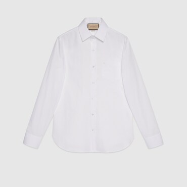 GUCCI Cotton Shirt With Double G Embroidery, Size 17++