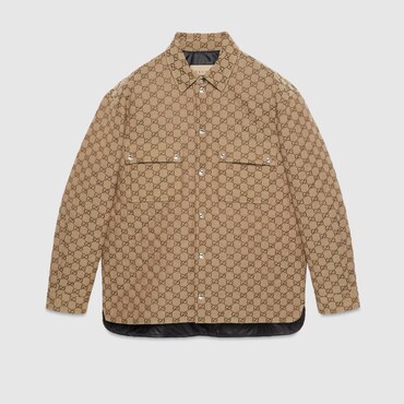 GUCCI GG Canvas Shirt, Size 42 IT