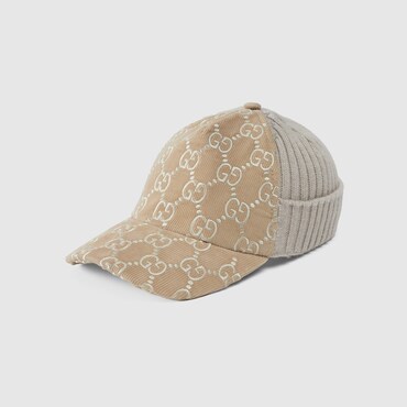 Gucci Baseballkappe Aus Gg Cordsamt In White