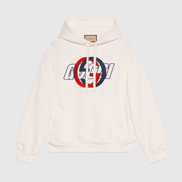 GUCCI Cotton Jersey Hooded Sweatshirt, Size S