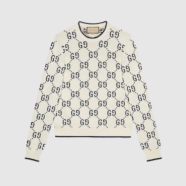 GUCCI GG Cotton Knit Sweatshirt, Size XL