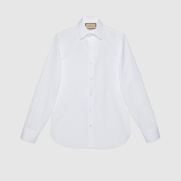 GUCCI Cotton Poplin Shirt With Double G, Size 15+