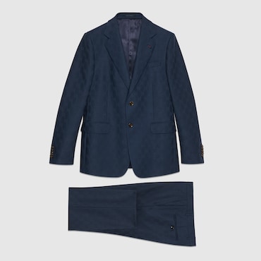 GUCCI GG Wool Suit, Size 46 IT