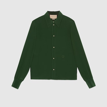 GUCCI Silk Crêpe De Chine Shirt, Size 50 IT