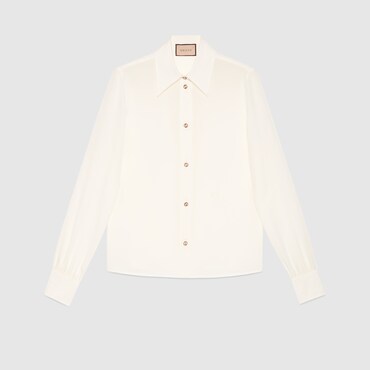 GUCCI Silk Crêpe De Chine Shirt, Size 42 IT